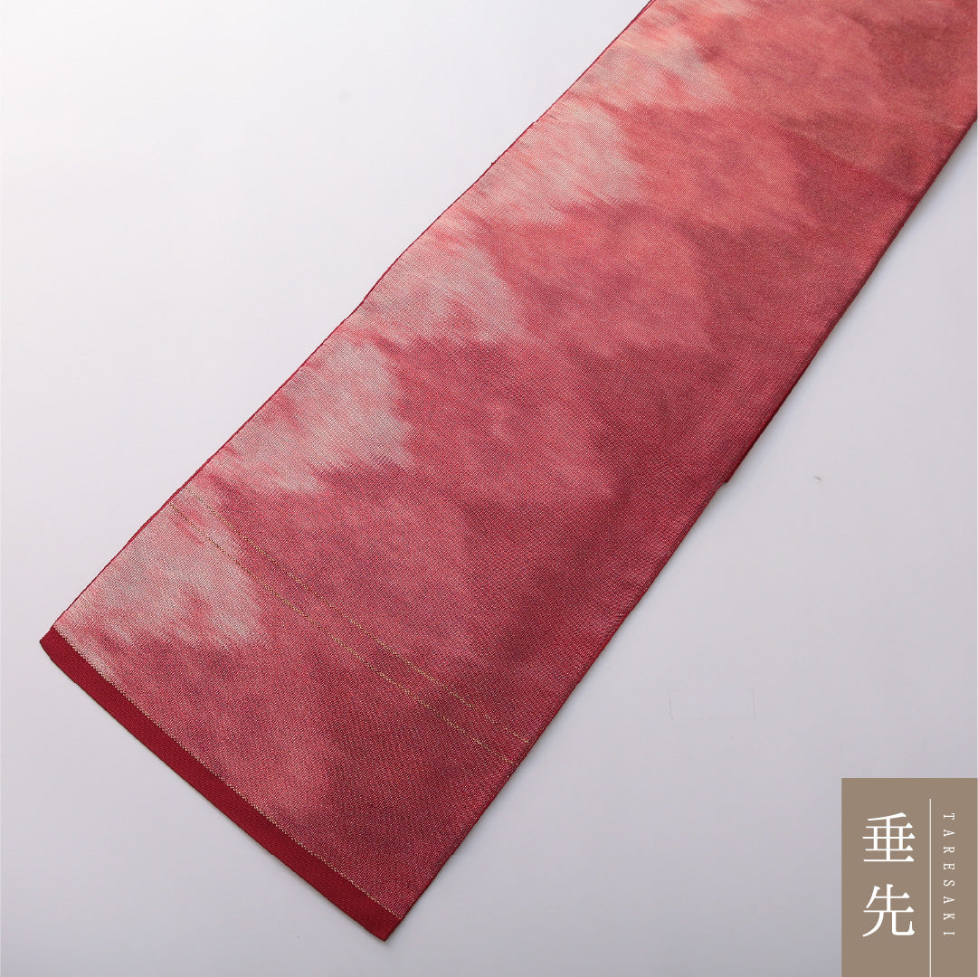八寸名古屋帯 Aランク 帯丈356cm 正絹 六通 開き仕立て 織り カジュアル 抽象柄 赤系 LP 1245-03332
