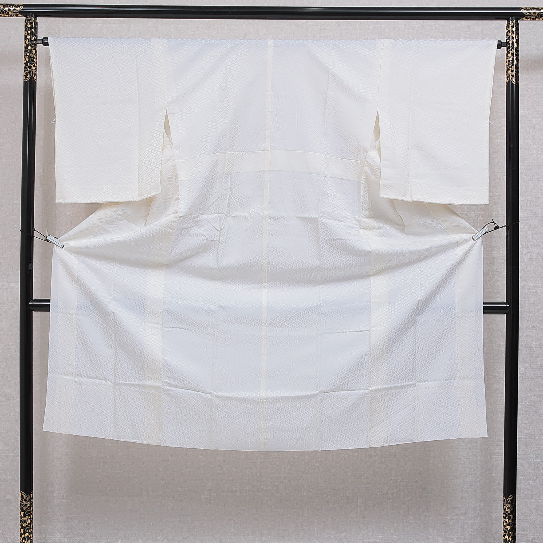長襦袢 無双袖 身丈130cm 裄丈64cm 正絹 Sランク Lサイズ 紗綾型 クリーム系 RP 1239-16546