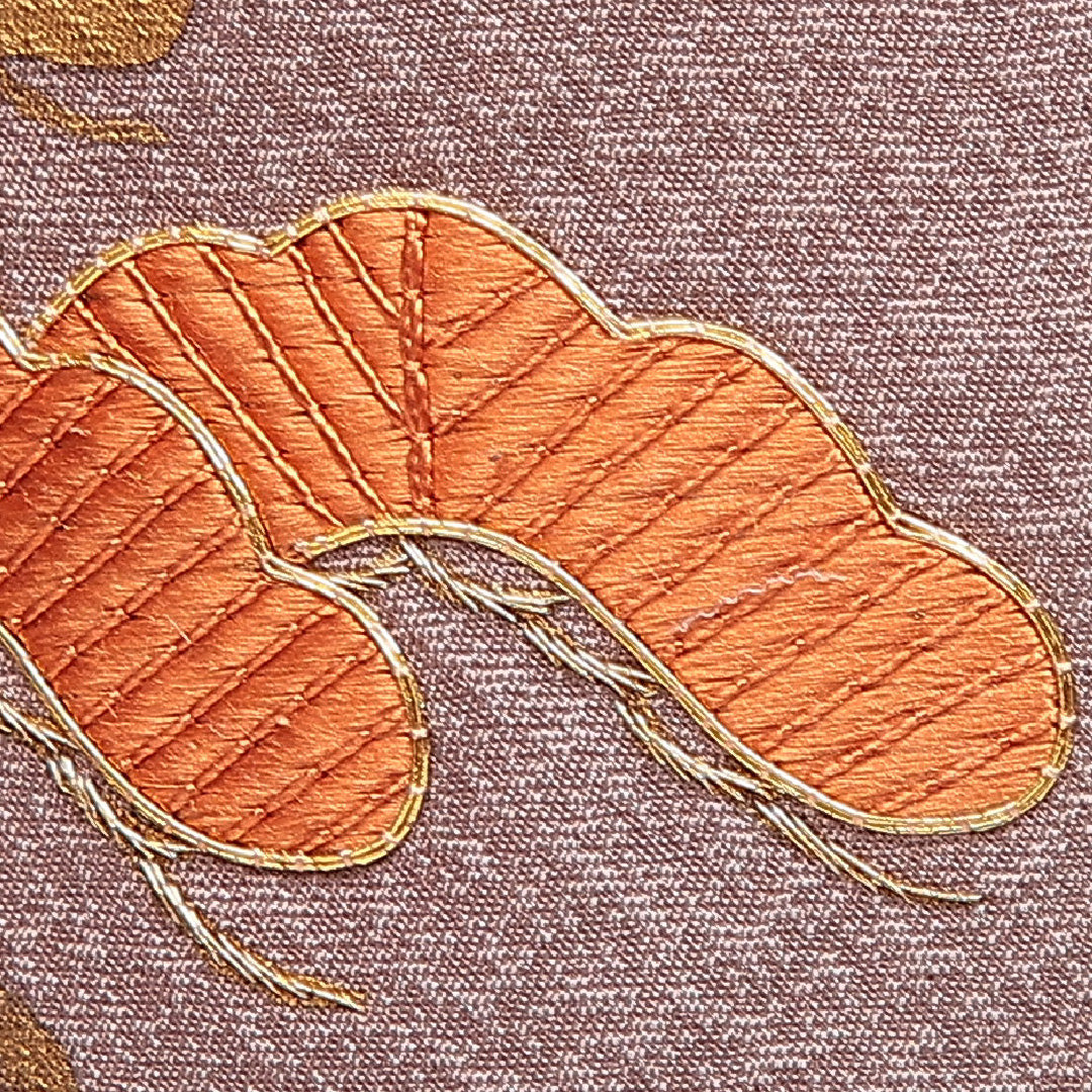 訪問着 袷 身丈160cm 裄丈66cm 正絹 Sランク Lサイズ 広衿 セミフォーマル 笠松 ぼかし染 刺繍 金駒刺繍 ピンク系 茶系 1212-16868