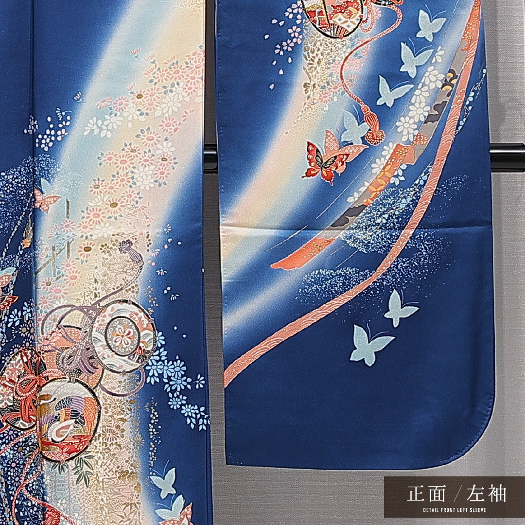 振袖 袷 身丈168cm 裄丈66cm フォーマル Aランク XLサイズ 正絹 広衿 組紐 吉祥文様 1213-F0726