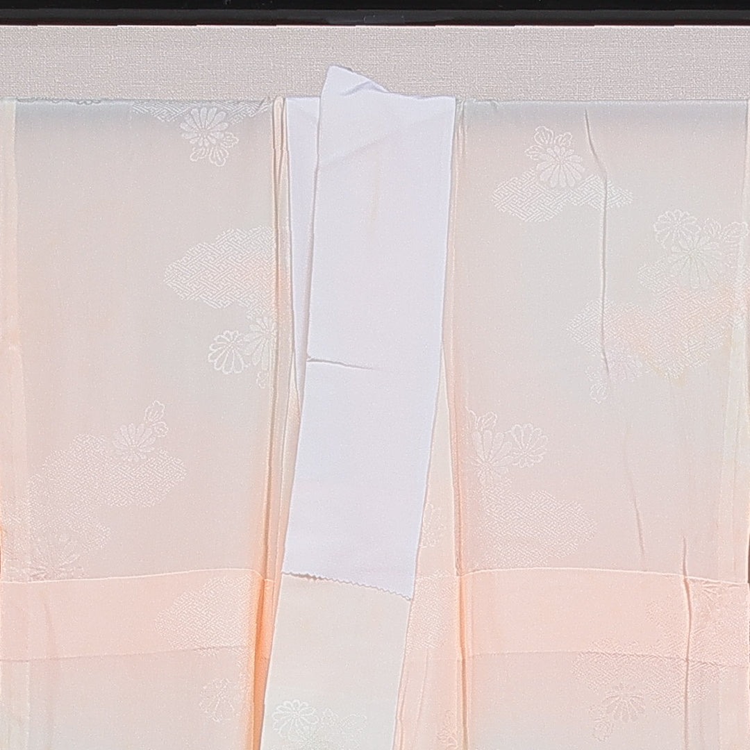 長襦袢 無双袖 身丈125cm 裄丈65cm 正絹 Bランク Mサイズ 菊 ピンク系 HP 1239-16564