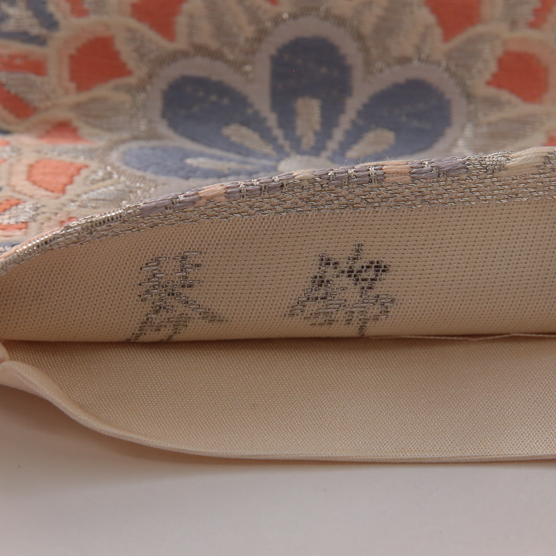 袋帯 帯丈428cm フォーマル 六通 未仕立て Aランク 正絹 唐草華文 扇 銀系 1223-01889