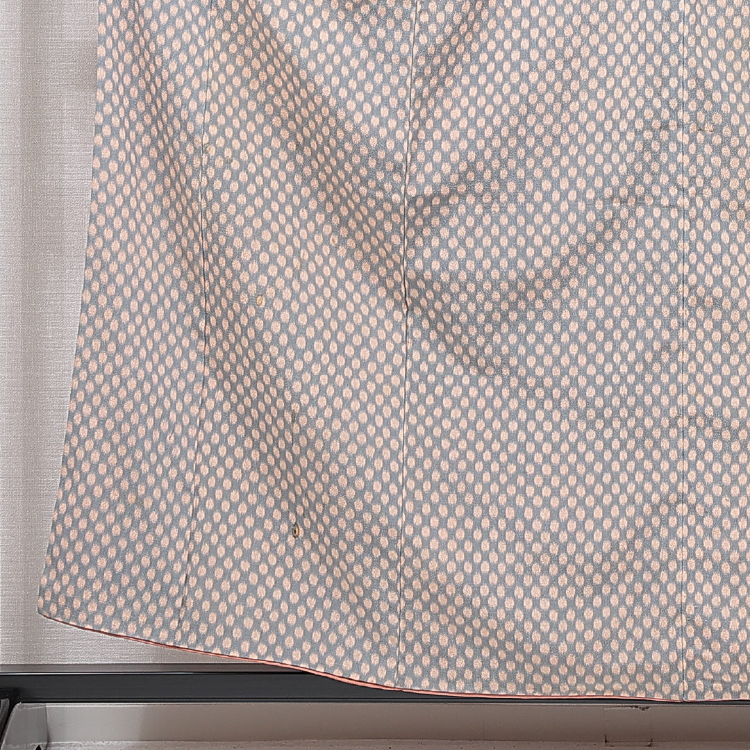 紬 袷 身丈157cm 裄丈63cm 正絹 Cランク Mサイズ 広衿 カジュアル ドット グレー系 1216-15658