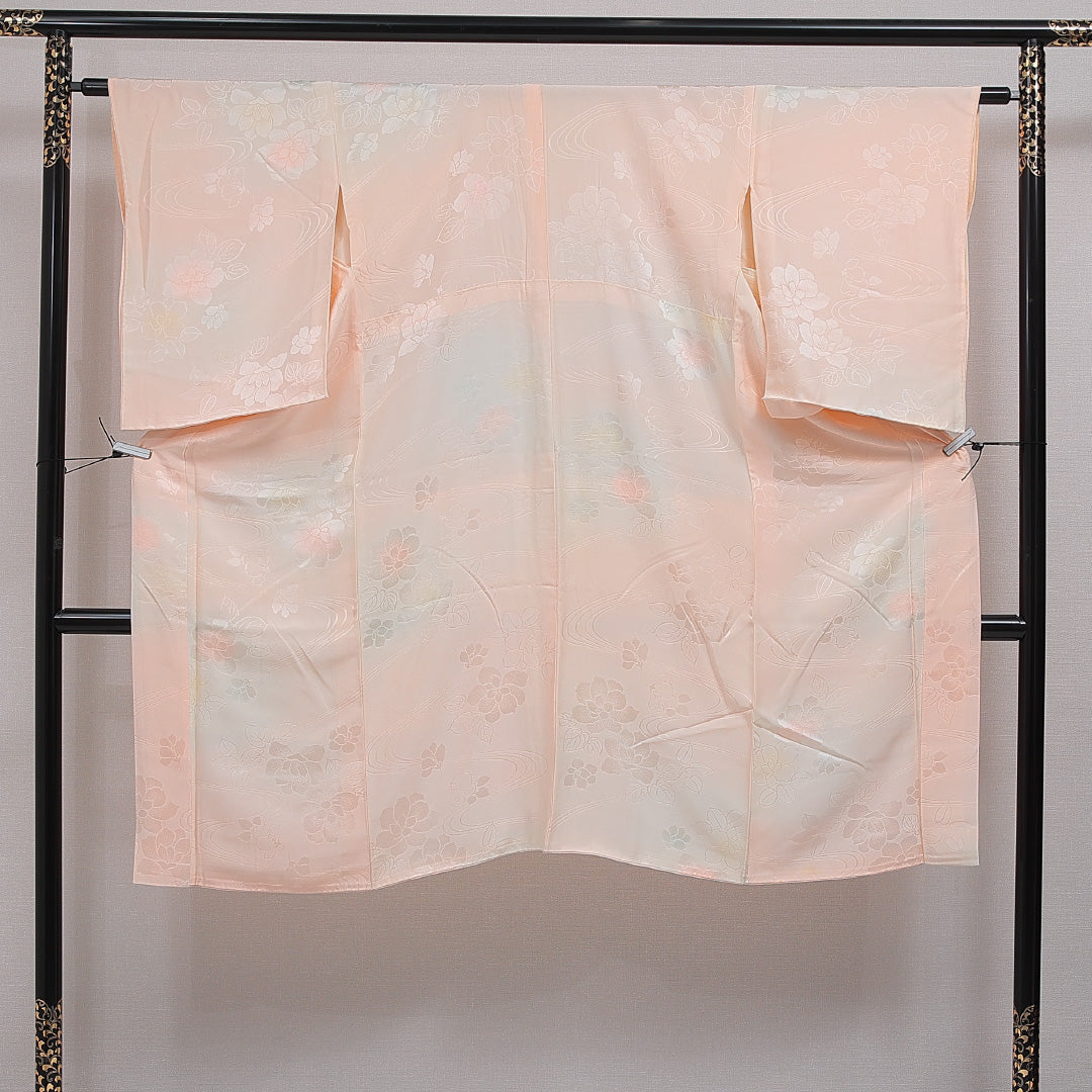 長襦袢 無双袖 身丈122cm 裄丈62cm 正絹 Cランク Sサイズ 椿 ピンク系 LP 1239-16622