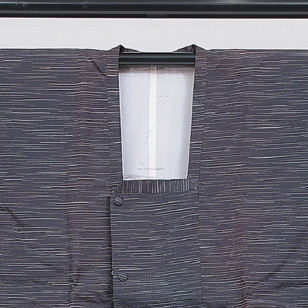 道行コート 洗える着物 袷 身丈84cm 裄丈64cm ポリエステル Cランク Mサイズ フォーマル ポケットあり 織り出し 抽象柄 紺系 1263-16866