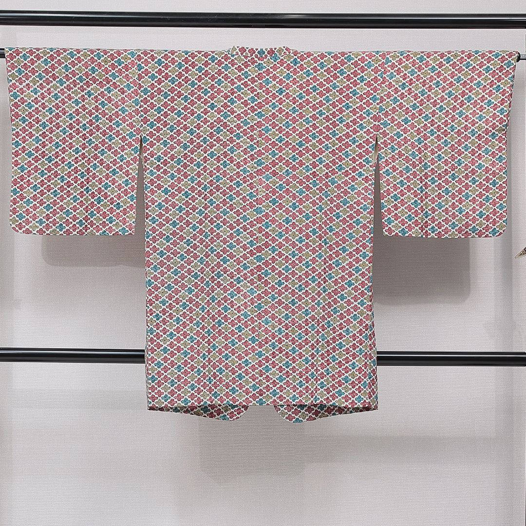 道行コート 袷 身丈92cm 裄丈61cm 正絹 Aランク カジュアル Sサイズ 菱 多色系 HP 1237-15463