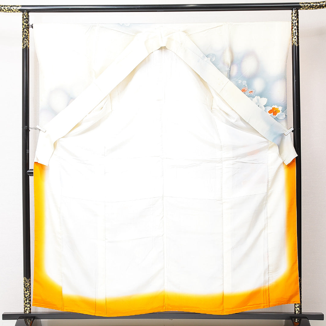 振袖 袷 身丈158cm 裄丈65cm フォーマル Cランク Mサイズ 正絹 広衿 桔梗 1213-F0700