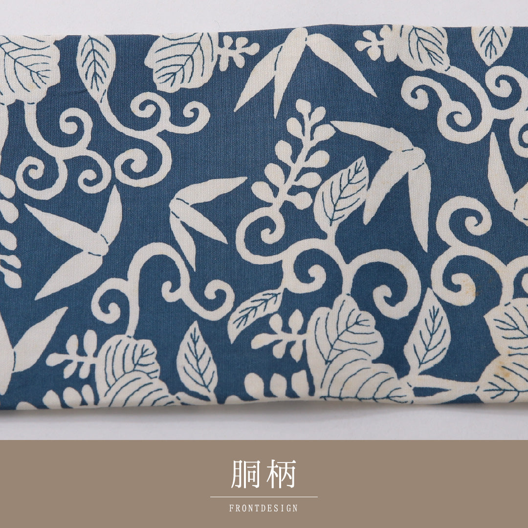 アンティーク 九寸名古屋帯（紬） 帯丈342cm カジュアル 名古屋仕立て 全通 Bランク 正絹 染め帯 桐 白系 青系 1224-03699