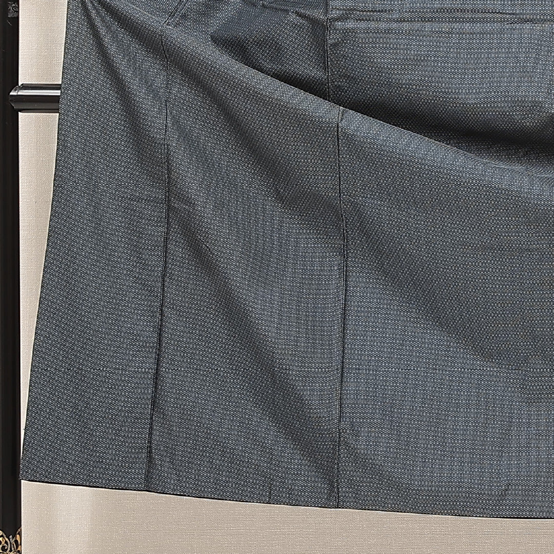 男着物 袷 身丈143cm 裄丈68cm 正絹 Cランク カジュアル 棒衿 Mサイズ 亀甲 紺系 LP 1224-16886