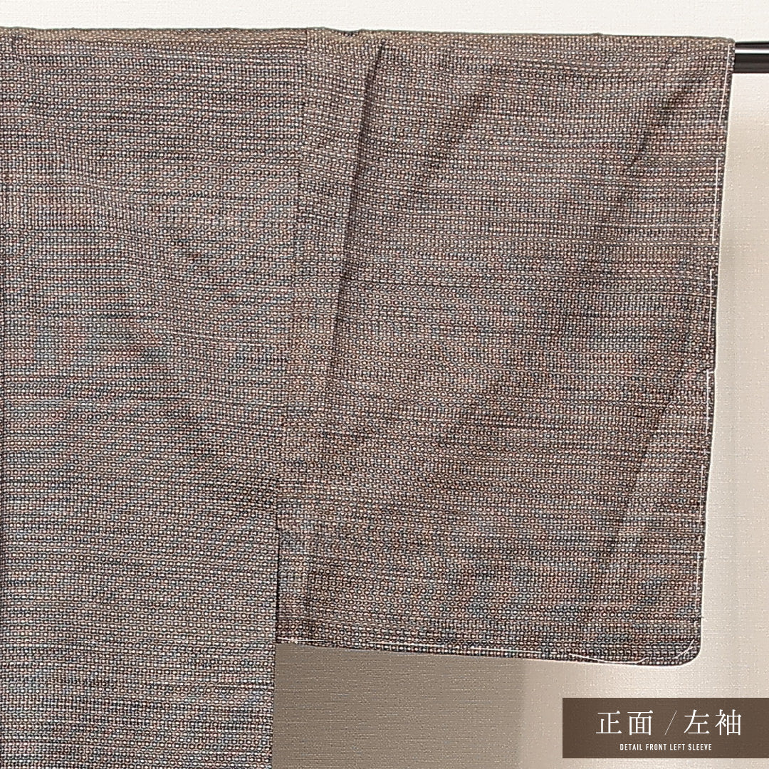男着物 袷 身丈134cm 裄丈65cm 正絹 Cランク カジュアル 棒衿 XSサイズ 抽象柄 茶系 LP 1224-16887