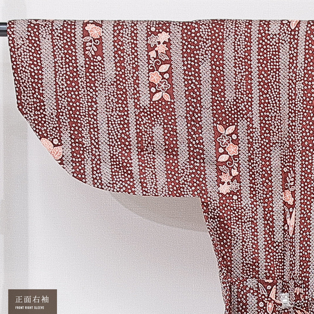 洗える着物 道中着 袷 身丈73cm 裄丈66cm ポリエステル Aランク バチ衿 Mサイズ 紅葉 紫系 HP 1236-15164