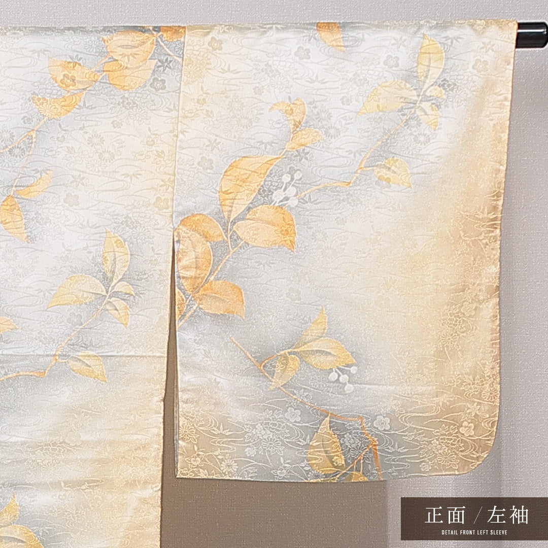洗える着物 小紋 袷 身丈160cm 裄丈64cm ポリエステル Aランク 紋意匠 (古典柄) インフォーマル 広衿 Lサイズ 南天 朱系 RP 1221-15849