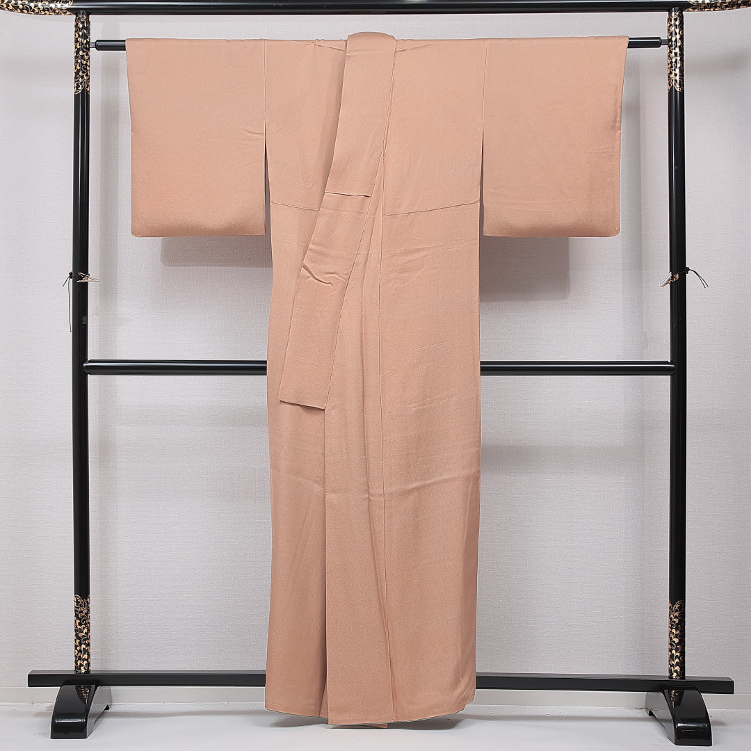 色無地 袷 身丈157cm 裄丈63cm 正絹 Sランク インフォーマル 広衿 Mサイズ ガード加工 無地 茶系 RP 1219-15865