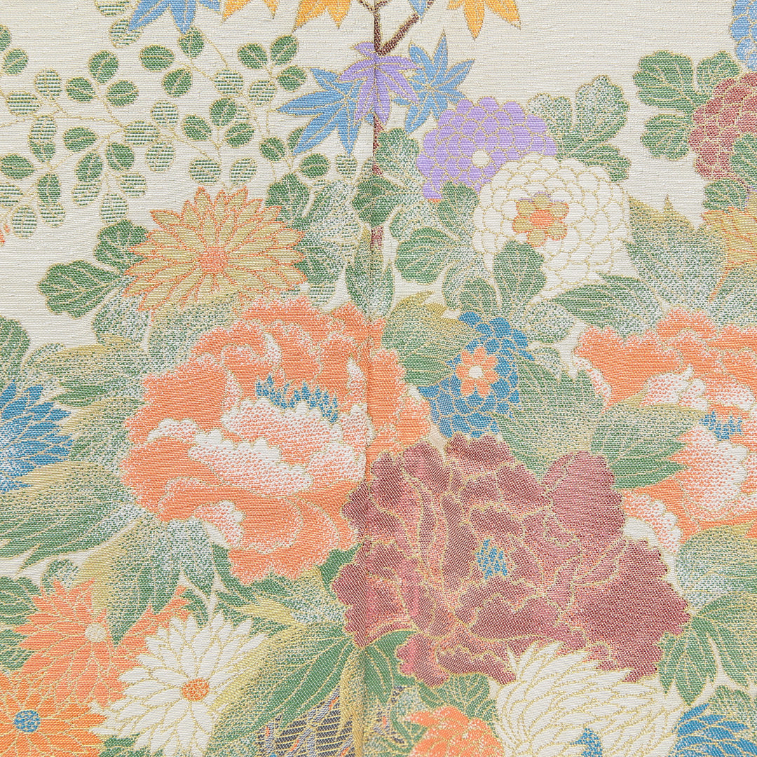 色留袖 袷 身丈159cm 裄丈65cm セミフォーマル Cランク Mサイズ 正絹 広衿 牡丹 1211-F0647