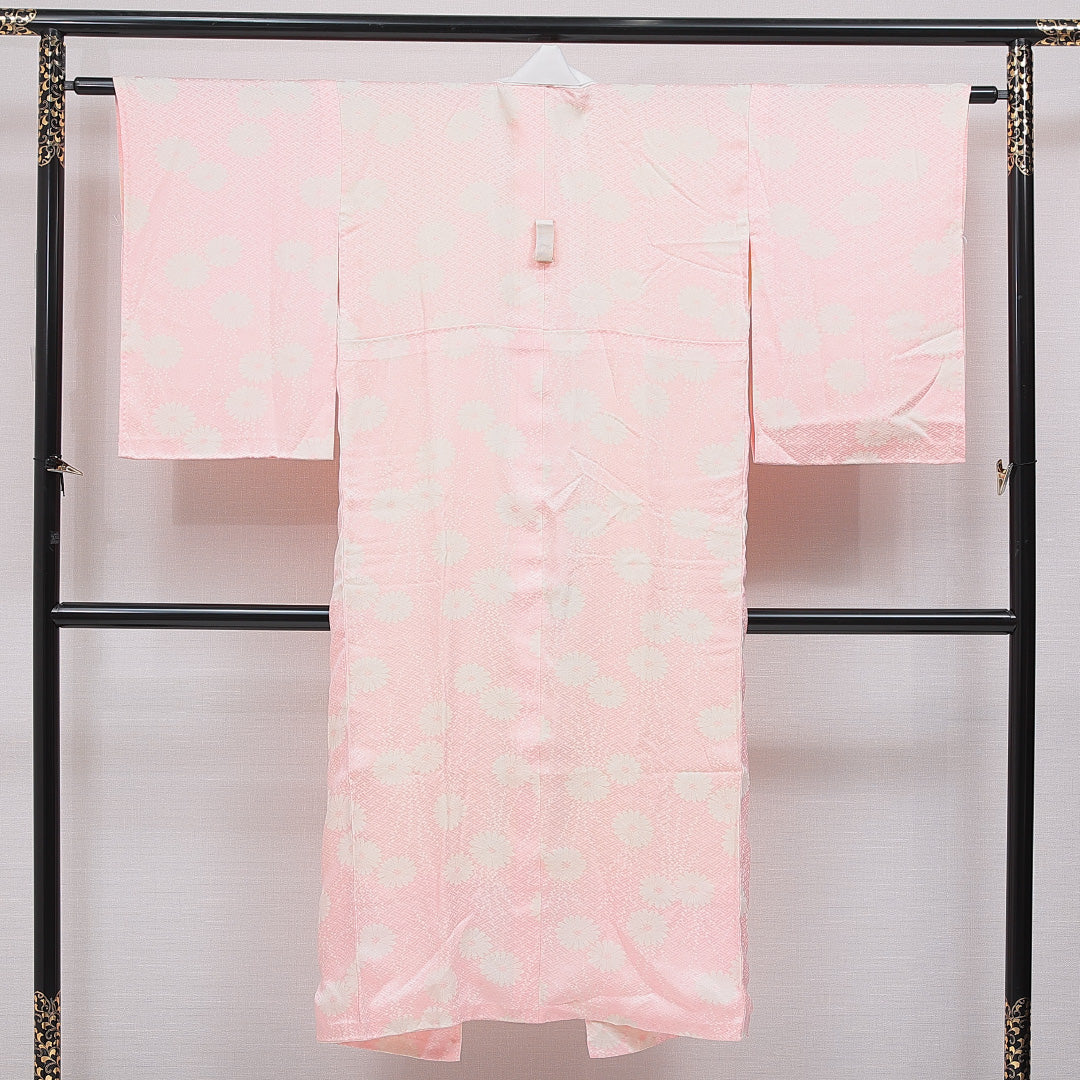 長襦袢 無双袖 身丈140cm 裄丈62cm 正絹 Aランク 3XLサイズ 菊 ピンク系 RP 1239-16692