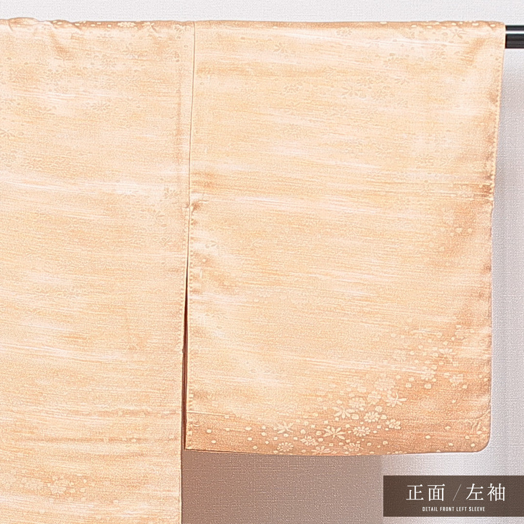 洗える着物 色無地 袷 身丈156cm 裄丈66cm ポリエステル Sランク 紋意匠 (菊) インフォーマル 広衿 Mサイズ 織り出し 朱系 RP 1219-15959
