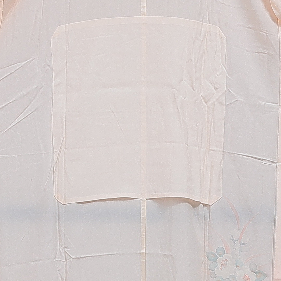 長襦袢 無双袖 身丈127cm 裄丈65cm 正絹 Sランク Mサイズ 居敷当て 椿 ピンク系 RP 1239-16515