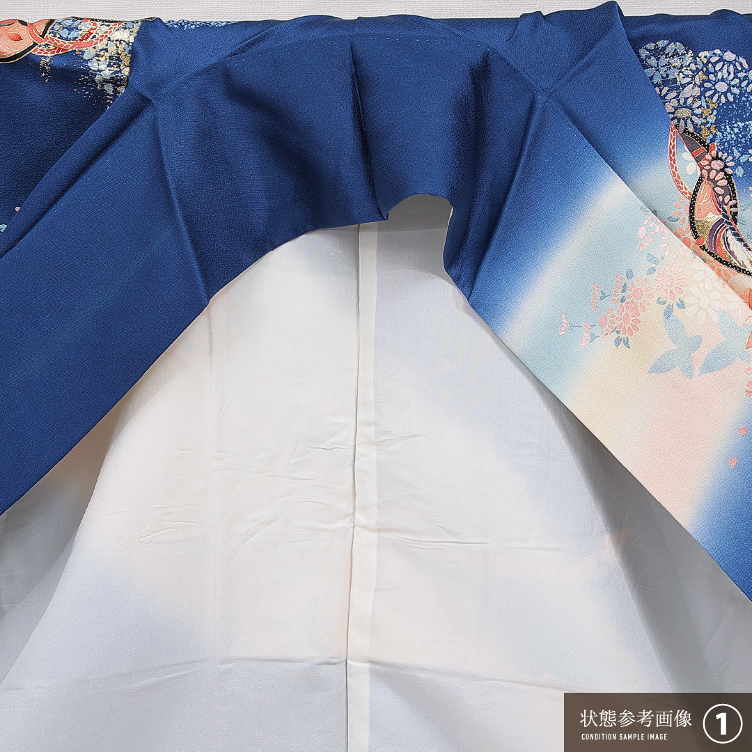 振袖 袷 身丈168cm 裄丈66cm フォーマル Aランク XLサイズ 正絹 広衿 組紐 吉祥文様 1213-F0726