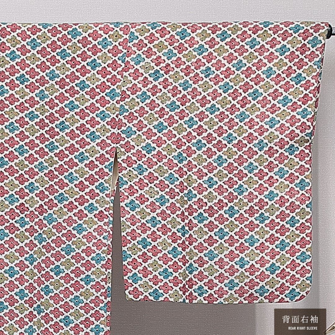 道行コート 袷 身丈92cm 裄丈61cm 正絹 Aランク カジュアル Sサイズ 菱 多色系 HP 1237-15463