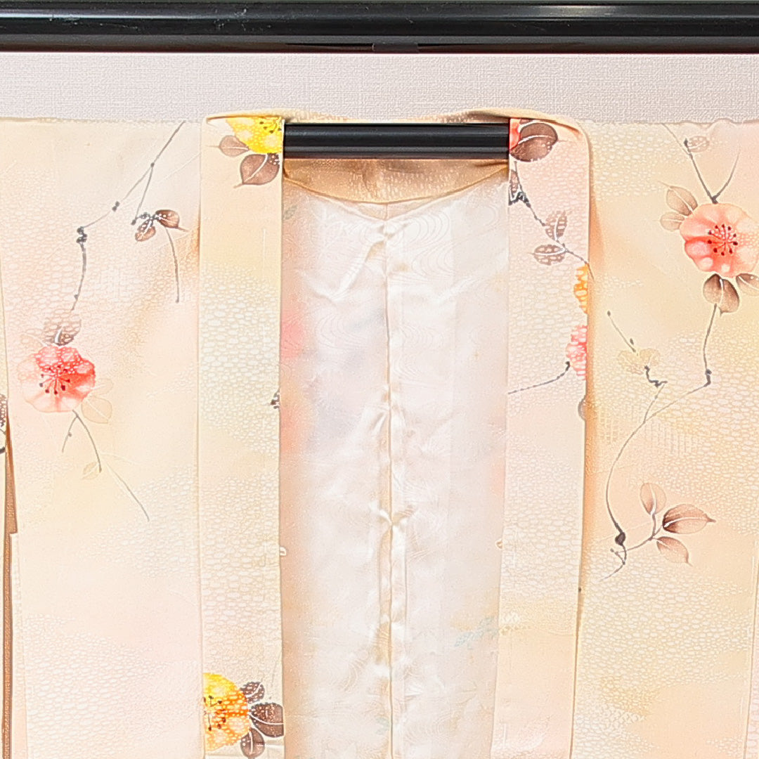 羽織 袷 身丈73cm 裄丈61cm 正絹 Cランク カジュアル Sサイズ 花柄 クリーム系 HP 1232-15250