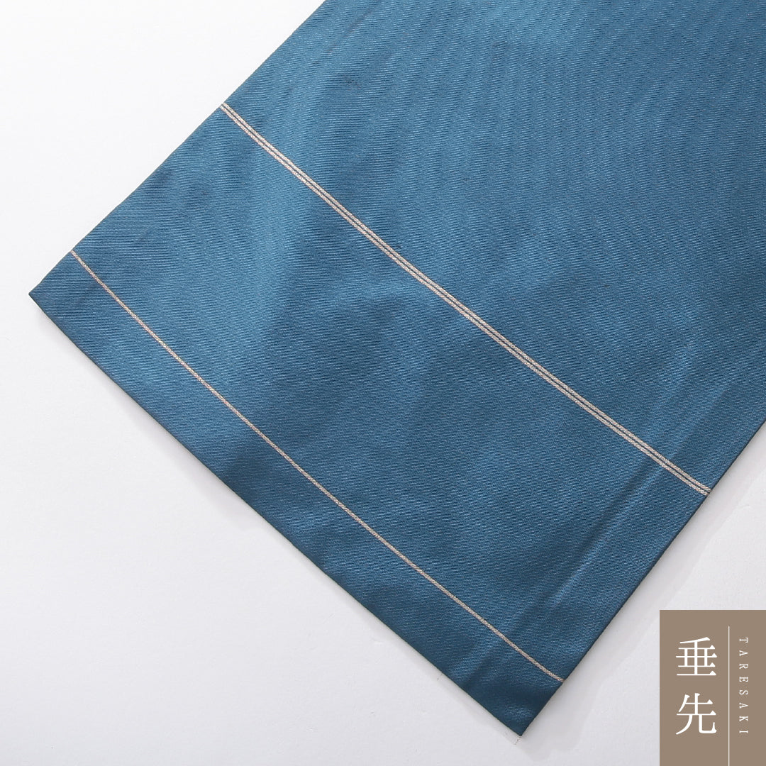 九寸名古屋帯 帯丈356cm カジュアル 名古屋仕立て ポイント柄 Bランク 正絹 創作柄 青系 1224-03836