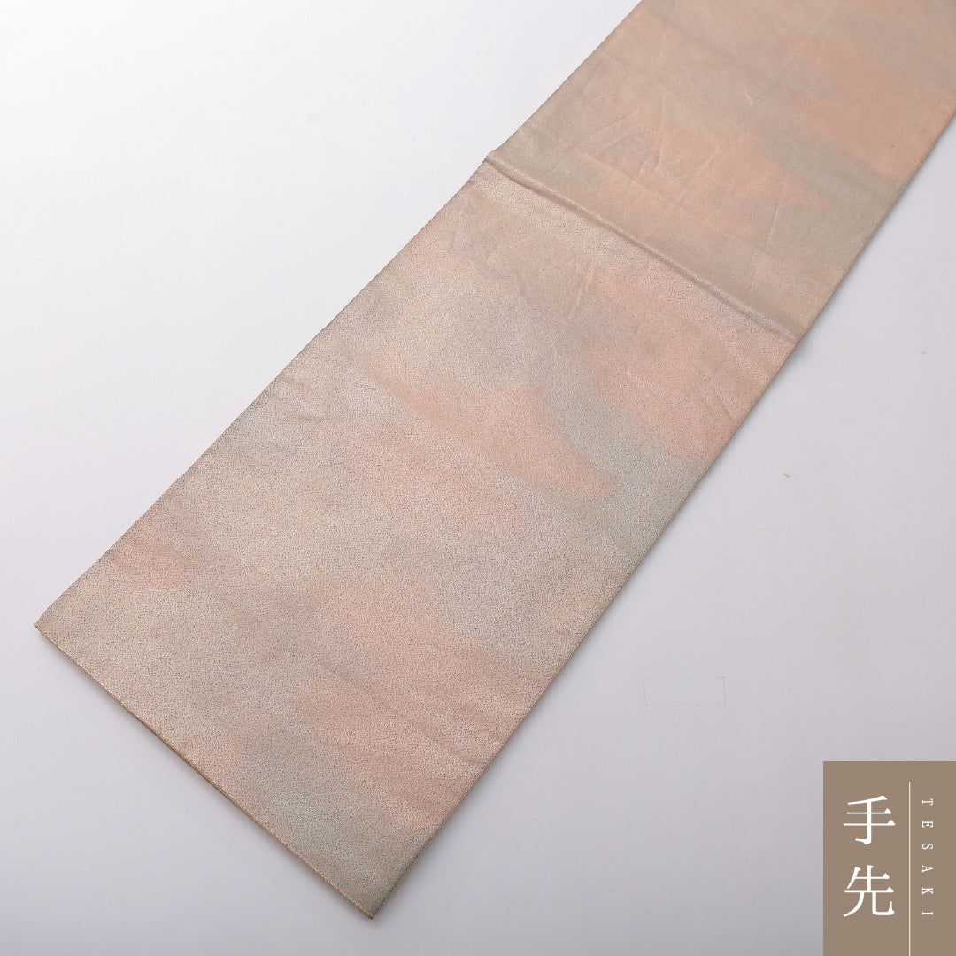 袋帯 帯丈416cm 正絹 全通 帯芯なし インフォーマル 抽象柄 多色系 ピンク系 1243-02007