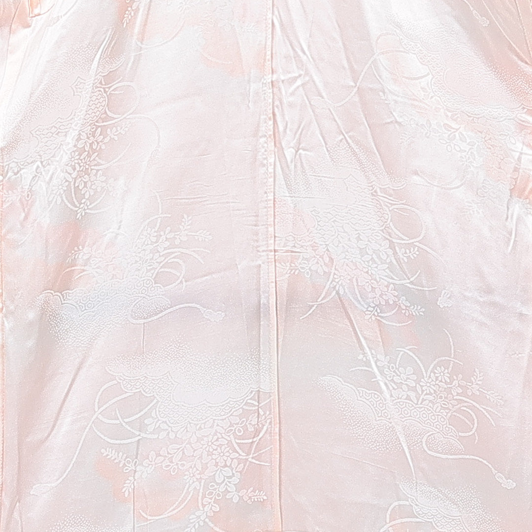 振袖用 長襦袢 無双袖 身丈130cm 裄丈61cm 正絹 Sランク Lサイズ 菊 ピンク系 RP 1240-15382