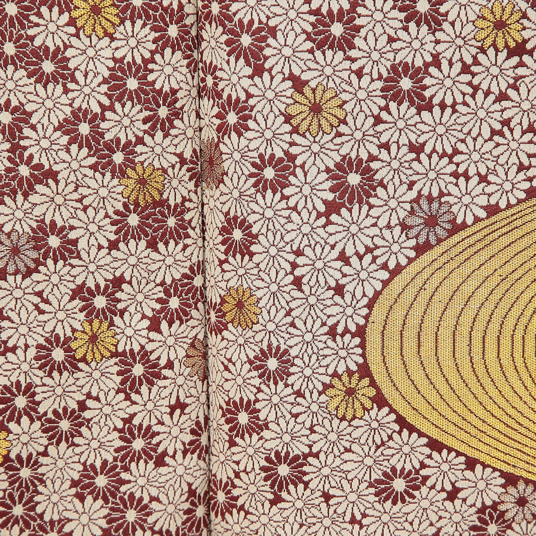 付下げ（紬） 袷 身丈159cm 裄丈63cm 正絹 Cランク Mサイズ 広衿 インフォーマル 流水 菊 茶系 1261-16925