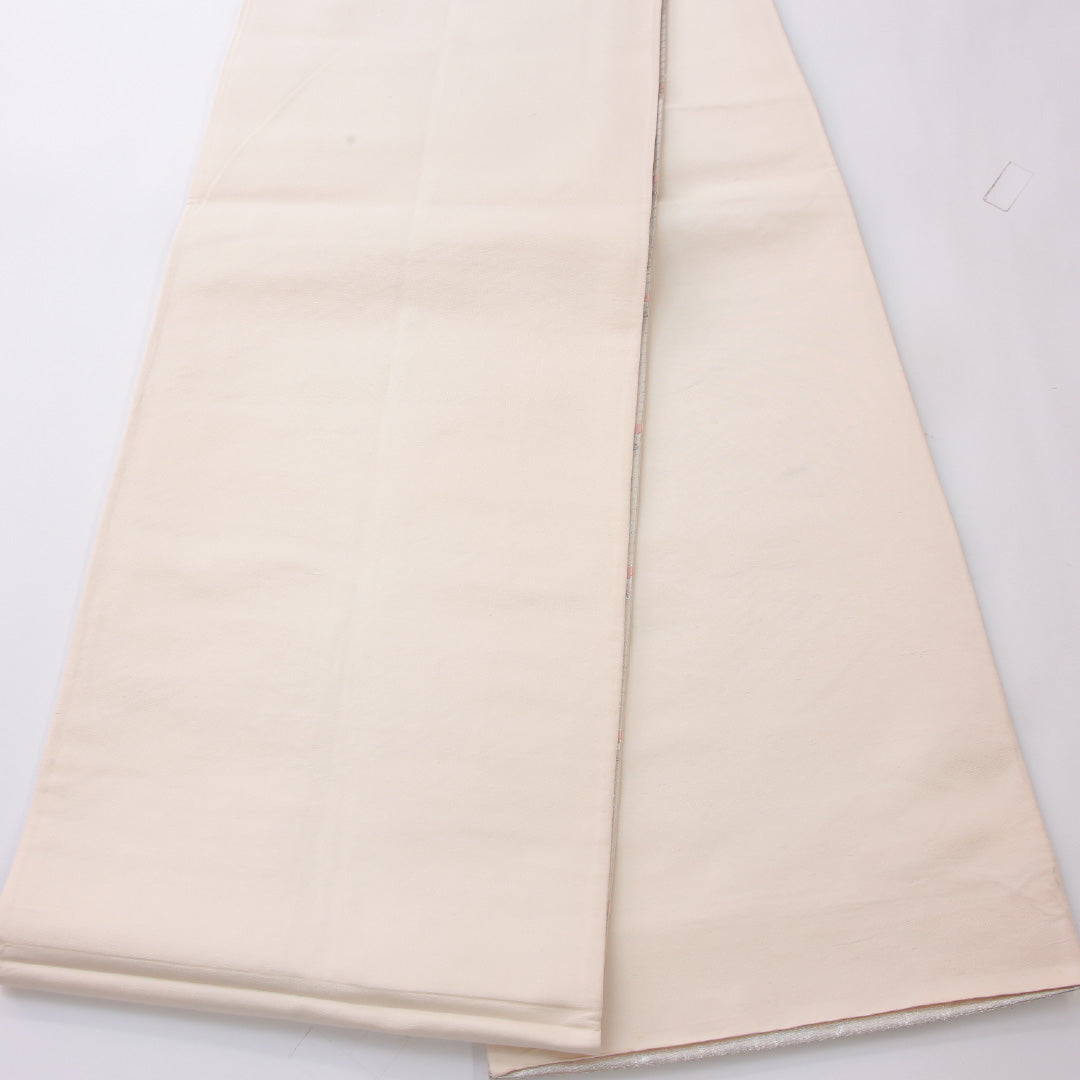 袋帯 帯丈420cm セミフォーマル 六通 帯芯なし Cランク 正絹 菱 クリーム系 1223-02247