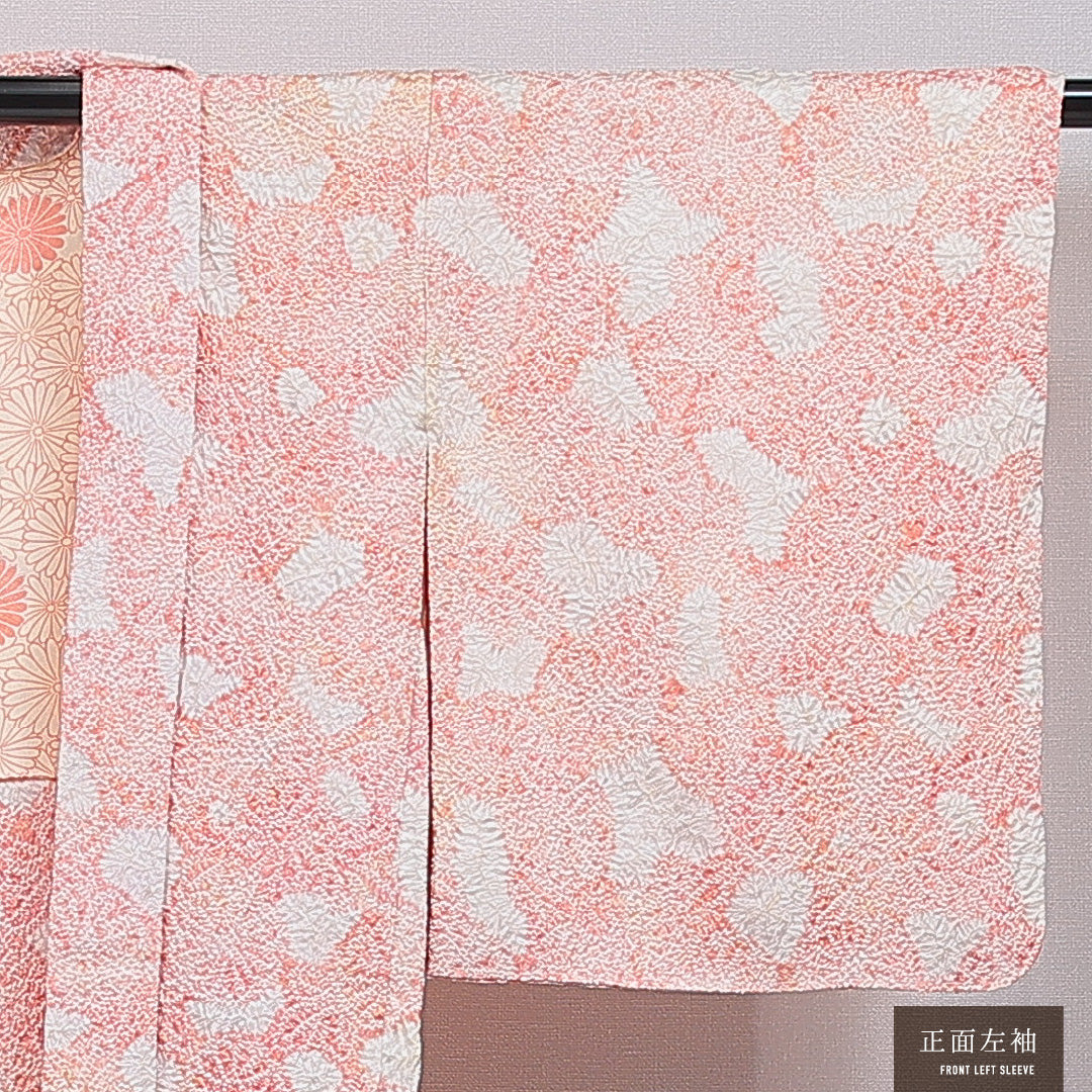 羽織 袷 身丈74cm 裄丈61cm 正絹 Sランク カジュアル Sサイズ 抽象柄 ピンク系 RP 1232-16840
