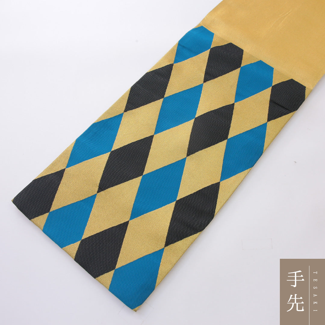 袋帯 帯丈440cm ポリエステル 六通 インフォーマル ダイヤ 金系 1243-02203