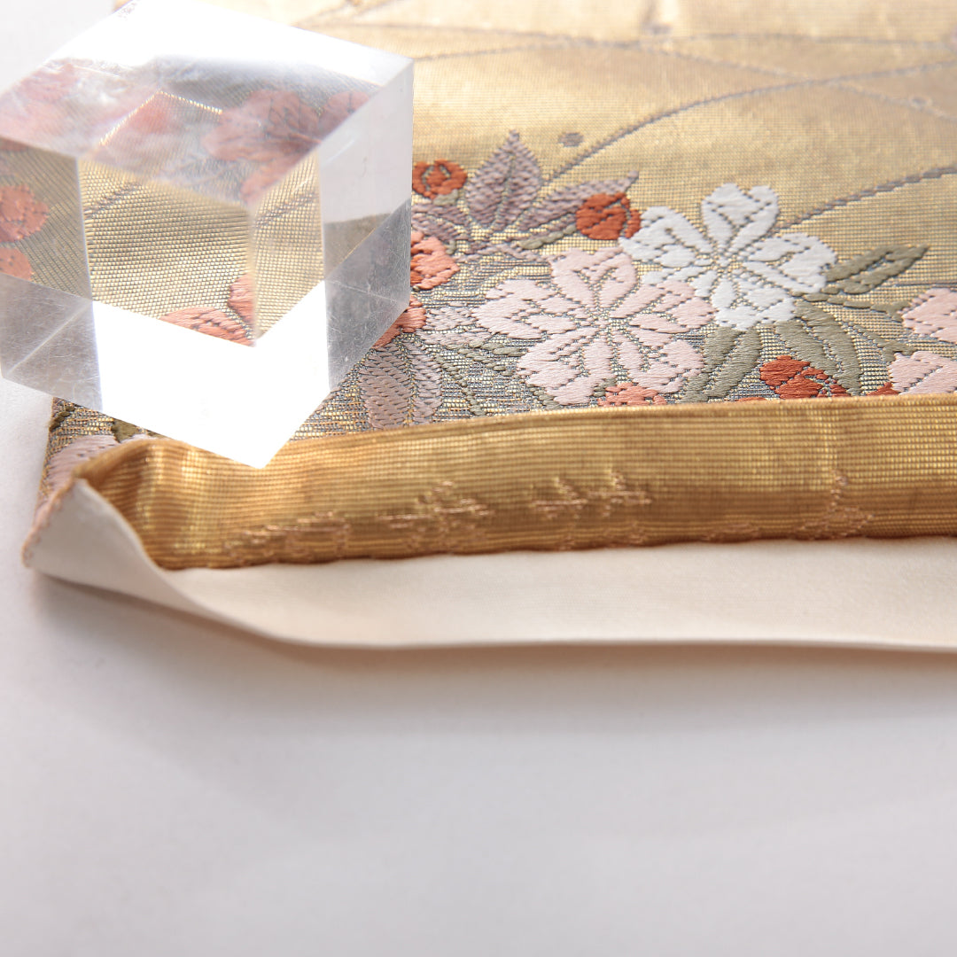 袋帯 帯丈442cm 正絹 六通 フォーマル 風景柄 四季草花 吉祥文様 多色系 1243-02117