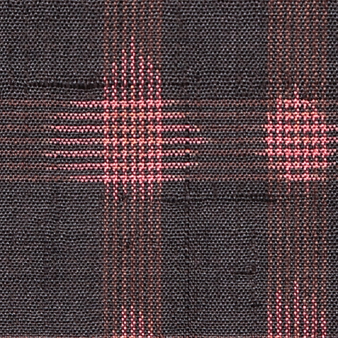 アンティーク 紬 袷 身丈151cm 裄丈62cm 正絹 Cランク Sサイズ バチ衿 格子 黒系 ピンク系 1216-15599