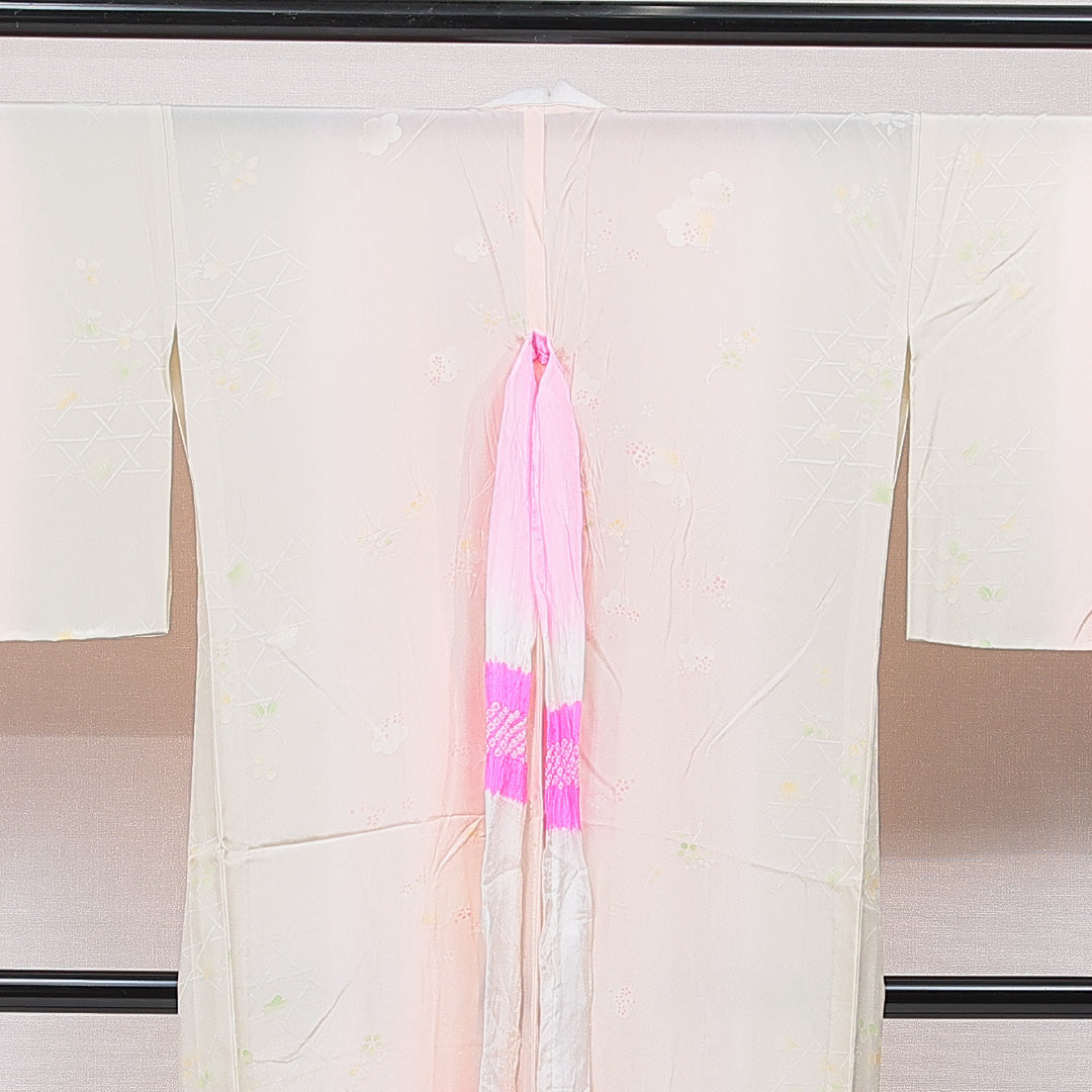 長襦袢 袷 身丈127cm 裄丈68cm 正絹 Aランク Mサイズ 梅 ピンク系 RP 1239-15396