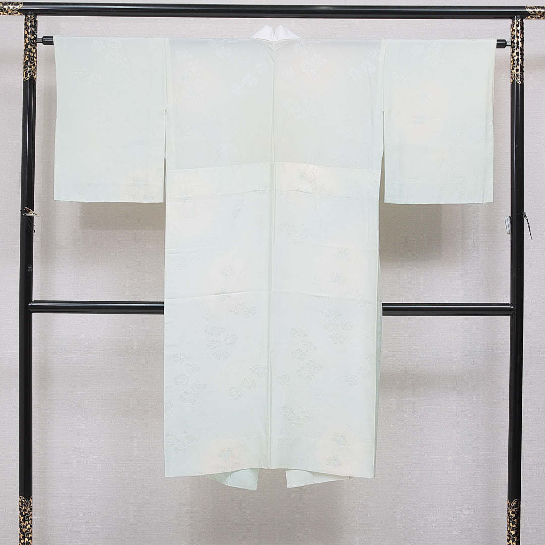 長襦袢 無双袖 身丈127cm 裄丈63cm 正絹 Cランク Mサイズ 花柄 水色系 1229-16691