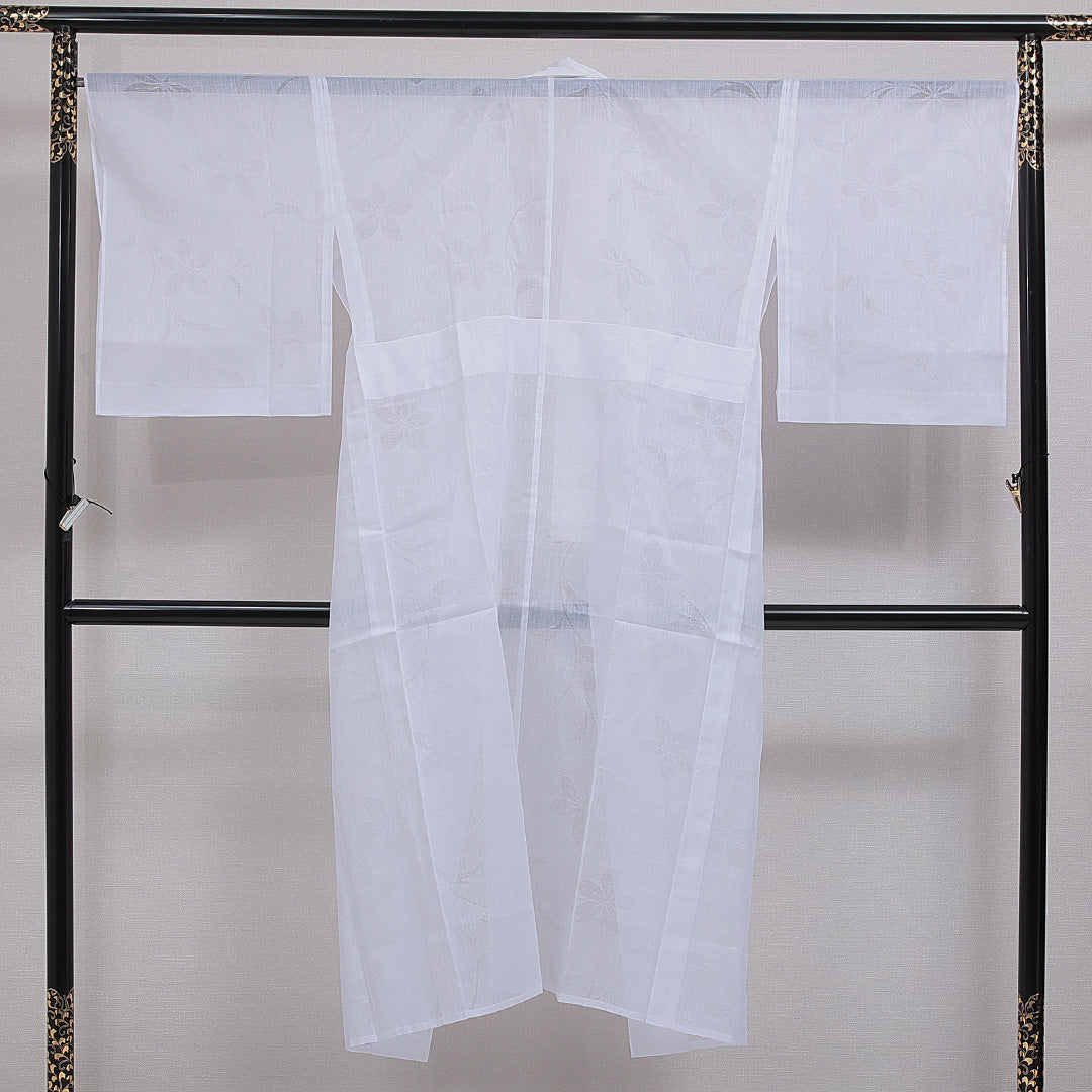 夏物 長襦袢 夏物 身丈138cm 裄丈66cm ポリエステル 洗える着物 Aランク 2XLサイズ 花柄 白系 RP 1239-16627