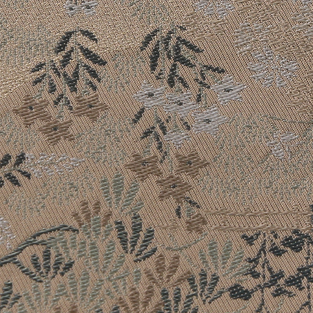 アンティーク 丸帯 帯丈444cm 全通 Aランク 正絹 古典柄 緑系 1223-02224