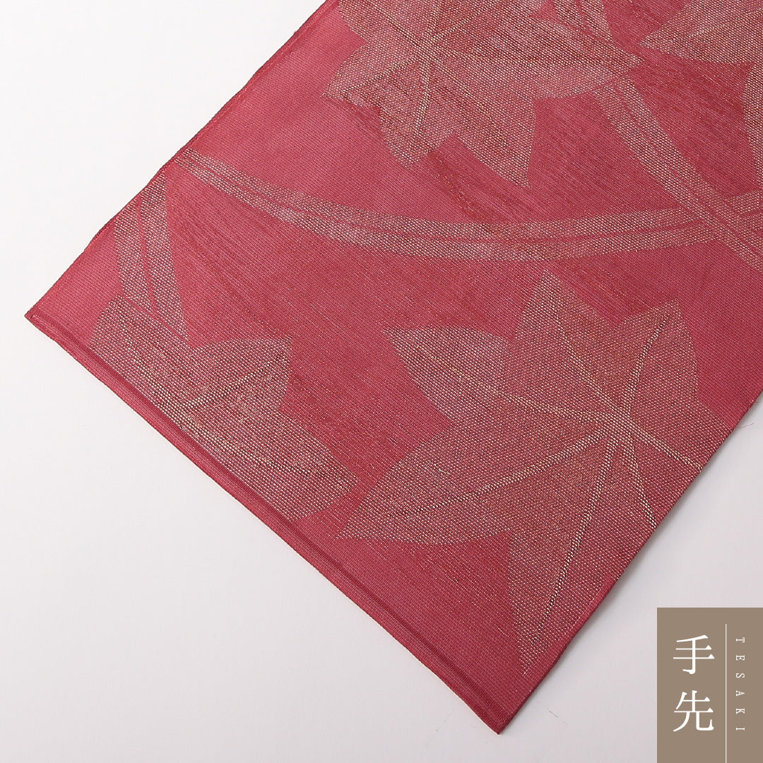 夏物 袋帯 帯丈432cm 正絹 六通 インフォーマル 紅葉 赤系 1243-01811