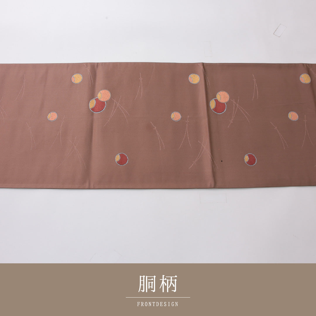 袋帯 帯丈440cm インフォーマル 六通 帯芯なし Aランク 正絹 松葉 創作柄 ピンク系 1223-02234