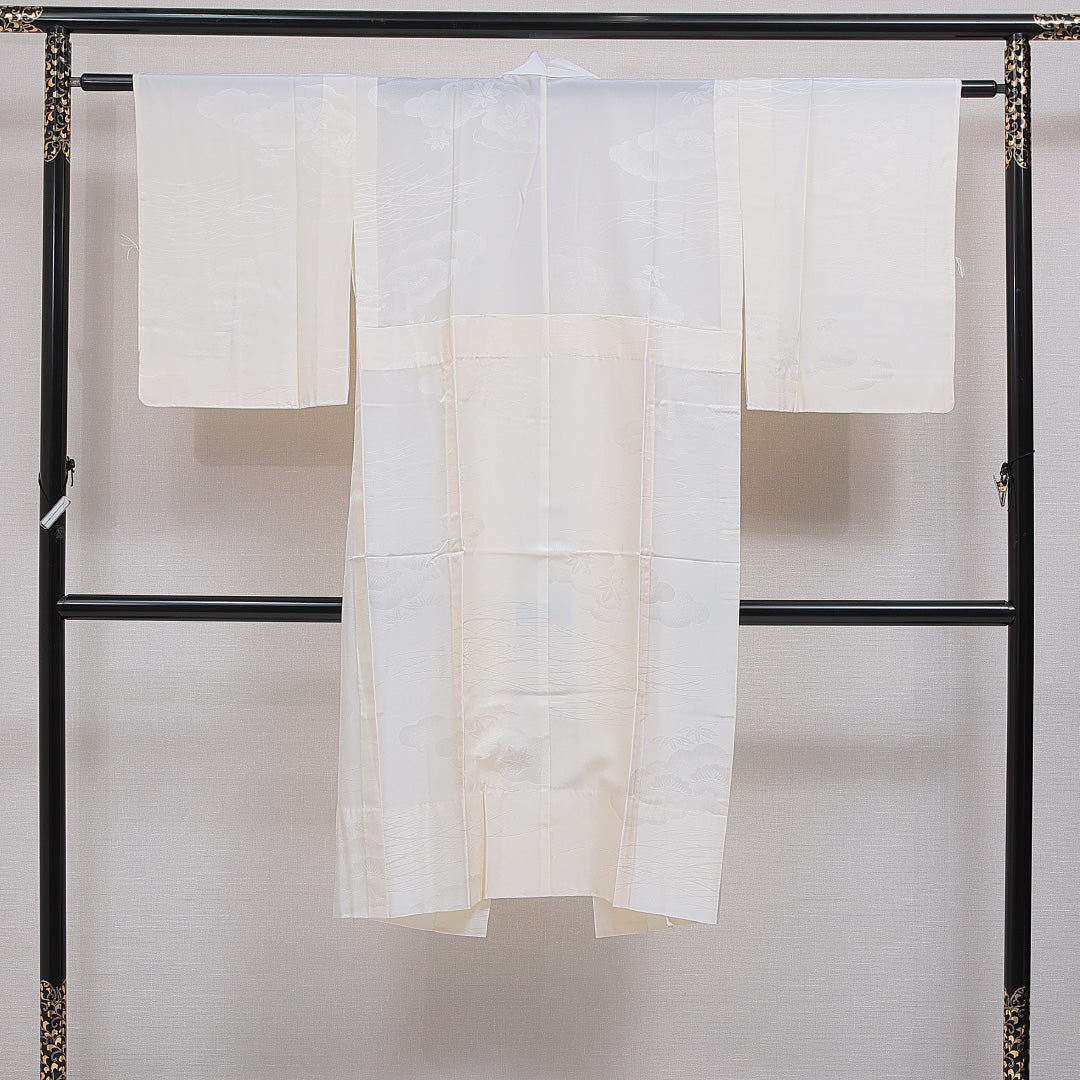 長襦袢 無双袖 身丈123cm 裄丈60cm 正絹 Sランク Sサイズ 居敷当て 古典柄 ベージュ系 RP 1239-16597