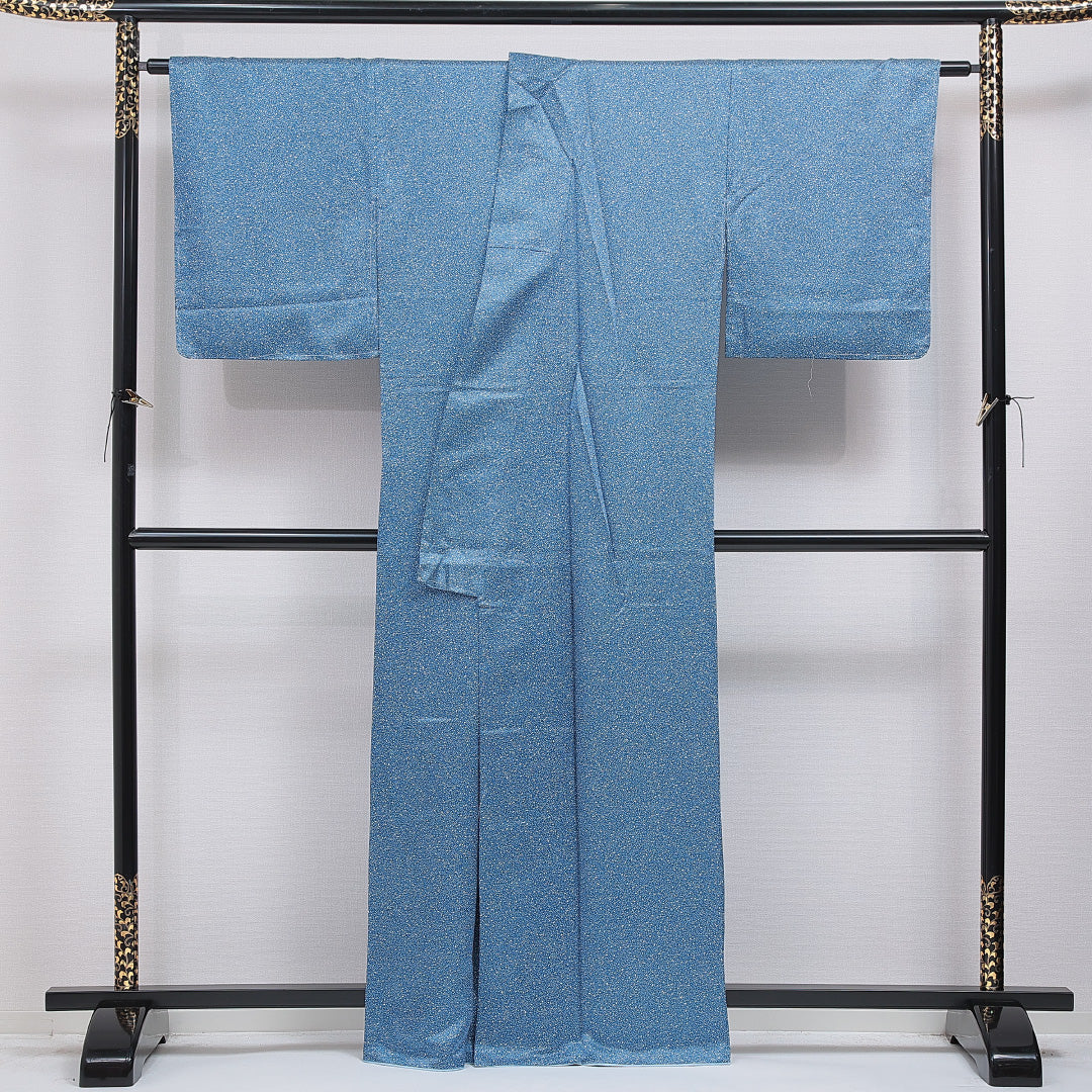 江戸小紋（大小霰） 洗える着物 袷 身丈164cm 裄丈66cm ポリエステル Sランク Lサイズ 広衿 インフォーマル 青系 1262-16278