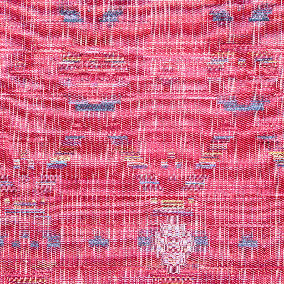 紬 袷 身丈153cm 裄丈64cm 正絹 Sランク Sサイズ 広衿 カジュアル 創作柄 ピンク系 1216-16663