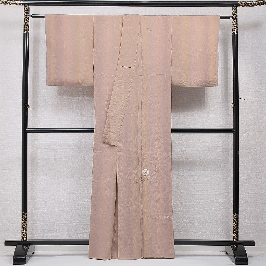 付下げ 袷 身丈160cm 裄丈62cm 正絹 Aランク インフォーマル 広衿 Lサイズ 椿 茶系 RP 1218-15420