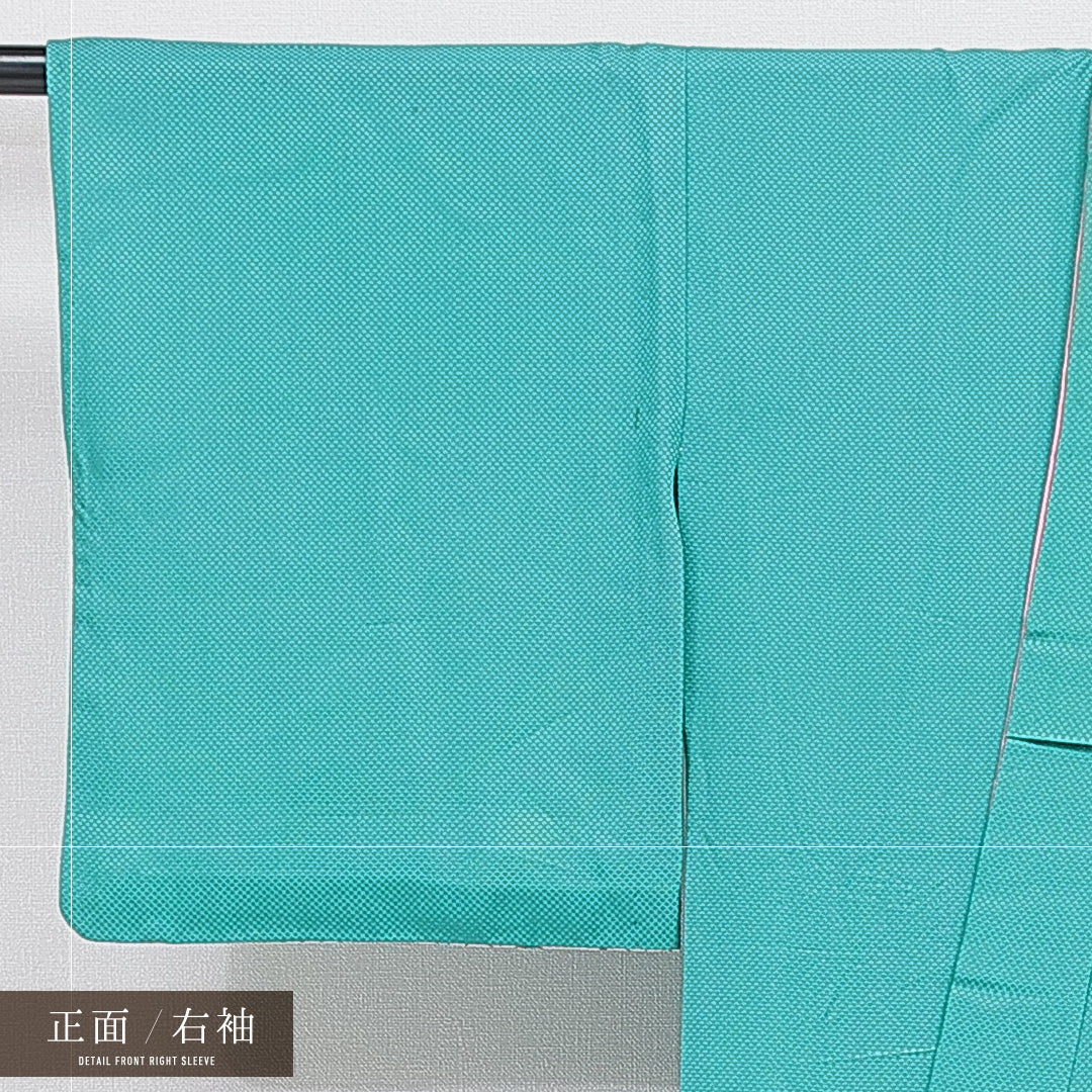 付下げ 洗える着物 単衣 身丈160cm 裄丈63cm ポリエステル Cランク Lサイズ バチ衿 インフォーマル 花柄 緑系 青系 1261-16300