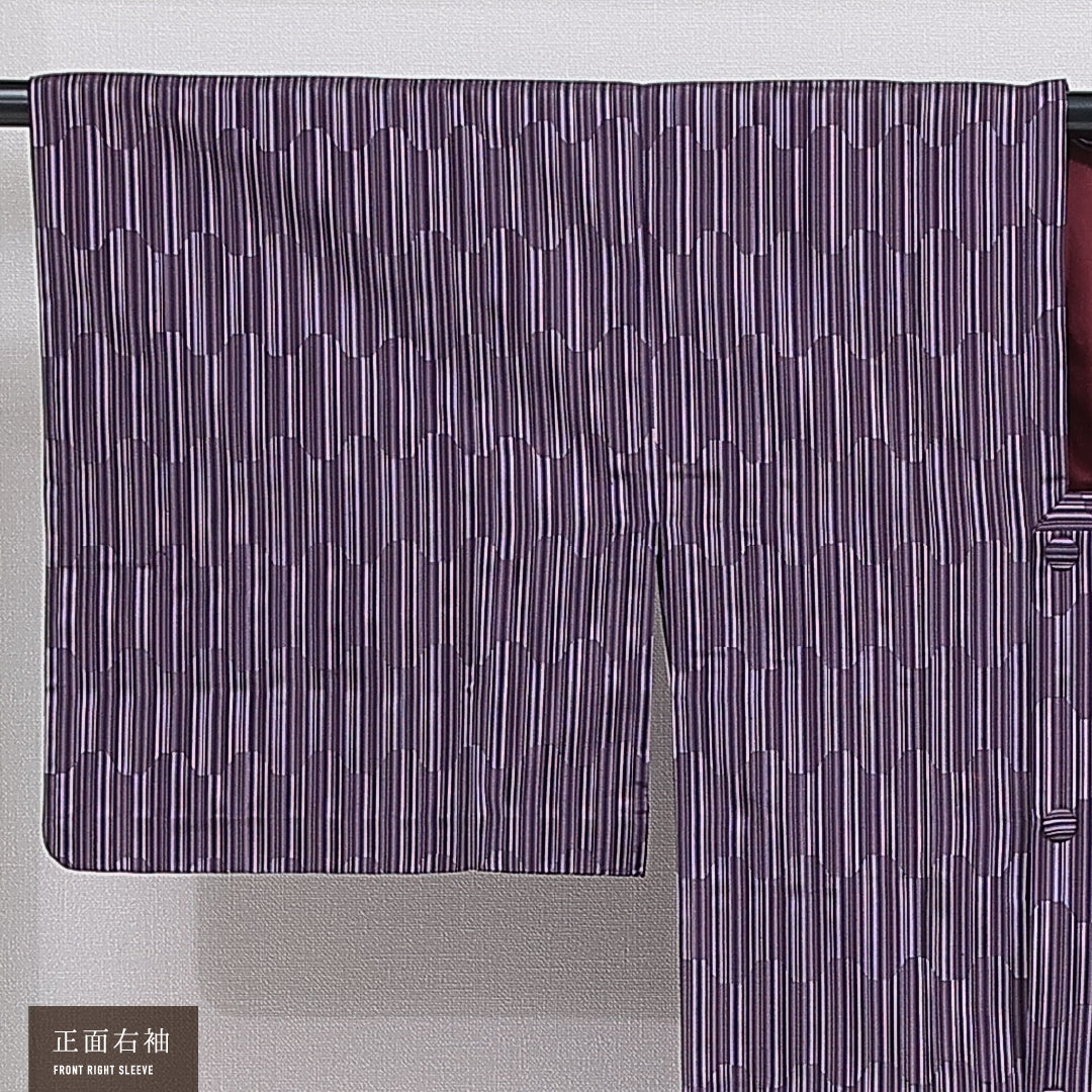 道行コート 袷 身丈124cm 裄丈62cm 正絹 Sランク セミフォーマル Sサイズ 蜀江 紫系 RP 1237-16199