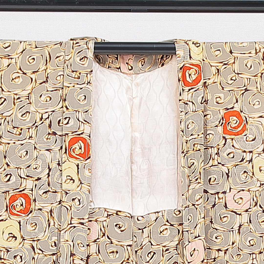 羽織 袷 身丈84cm 裄丈62cm 正絹 Sランク カジュアル Sサイズ 創作柄 茶系 RP 1232-16808