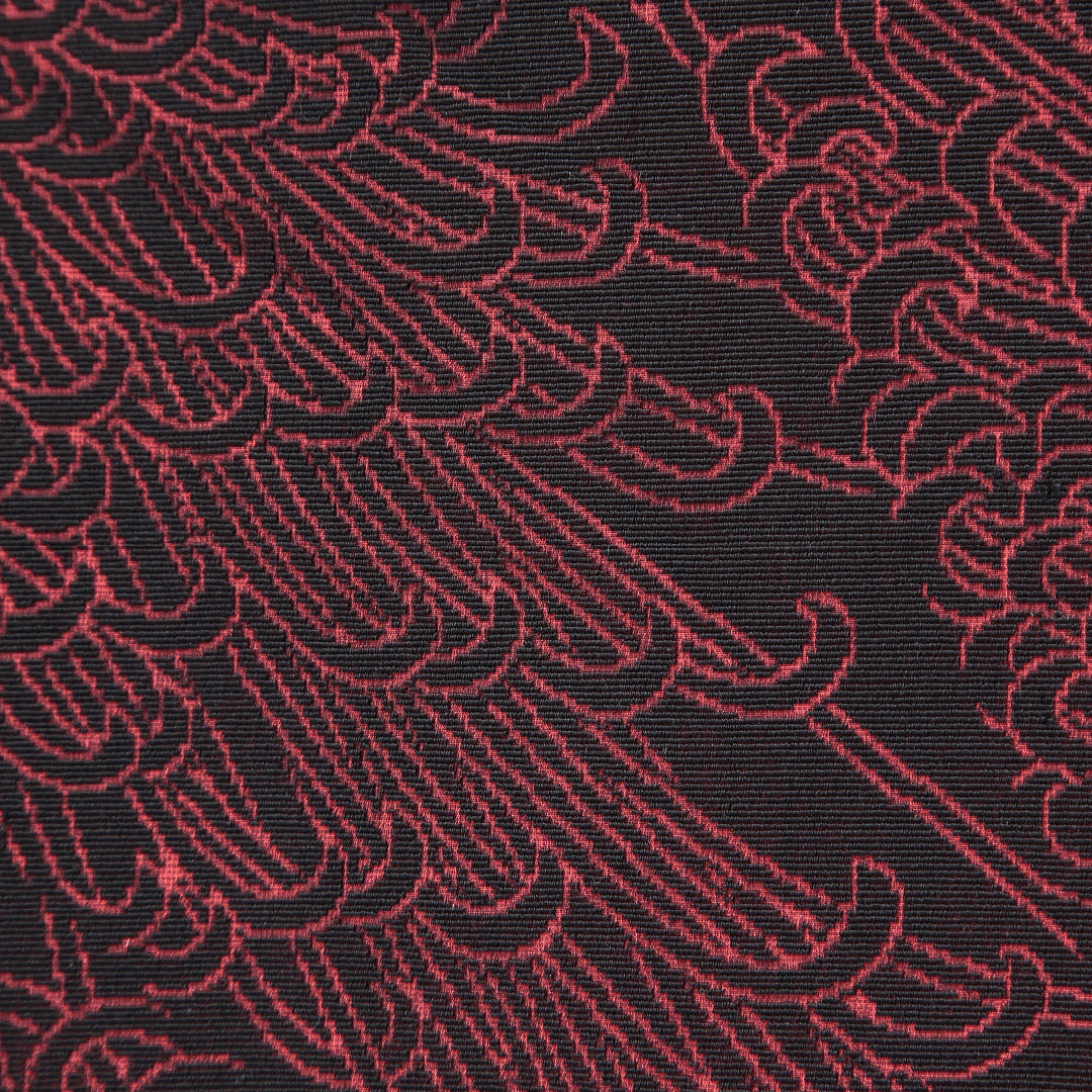 道行コート 袷 身丈103cm 裄丈31cm 正絹 Aランク Sサイズ フォーマル ポケットあり 植物柄 黒系 赤系 1263-15128