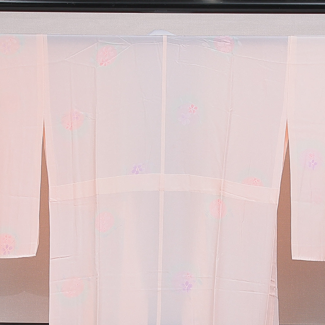 長襦袢 無双袖 身丈141cm 裄丈65cm 正絹 Sランク 3XLサイズ 桜 ピンク系 RP 1239-16605
