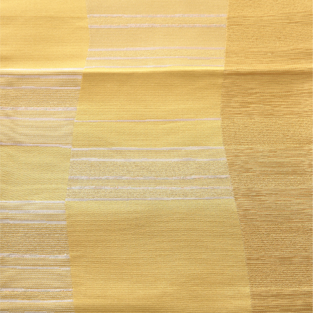 九寸名古屋帯 帯丈378cm カジュアル 開き仕立て 六通 Sランク ポリエステル 創作柄 黄系 1224-03830