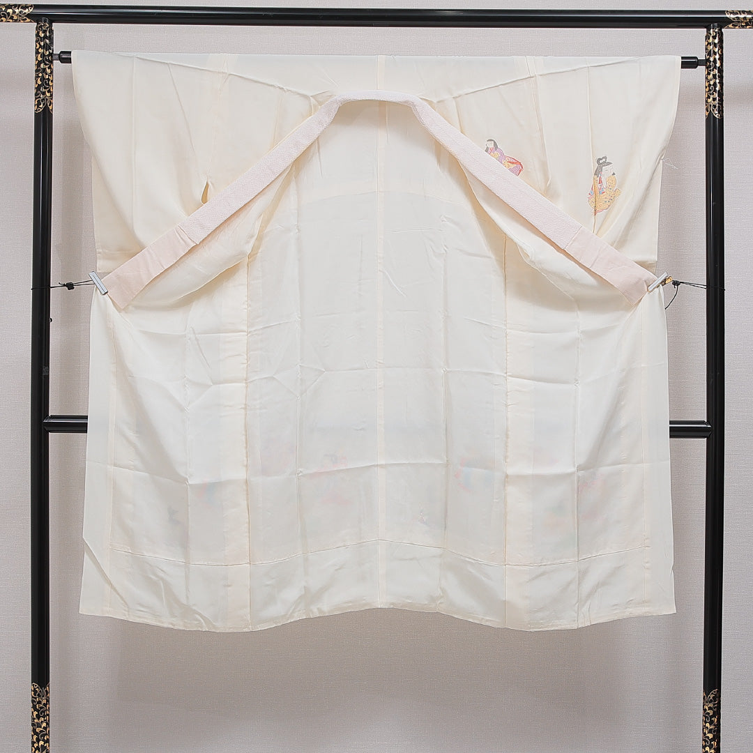 長襦袢 無双袖 身丈129cm 裄丈63cm 正絹 Aランク Lサイズ 人物 クリーム系 RP 1239-16610